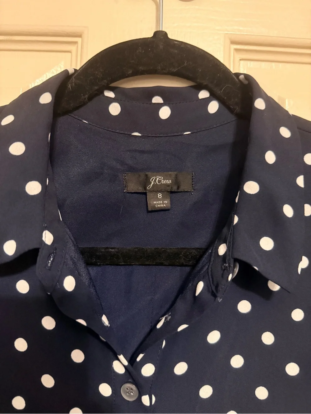 J. Crew Vintage 2010 Navy Polka Dot Button-Front Midi Dress sz 8 Pinup Pleated